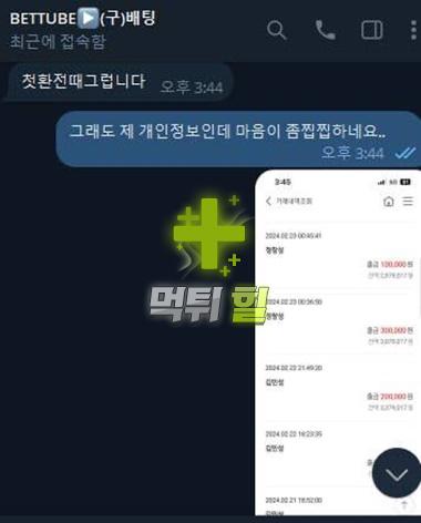벳튜브 먹튀 피해 증거자료(대화 내역2)