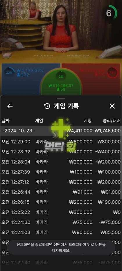 베가카지노 먹튀 피해 증거자료(배팅 내역)